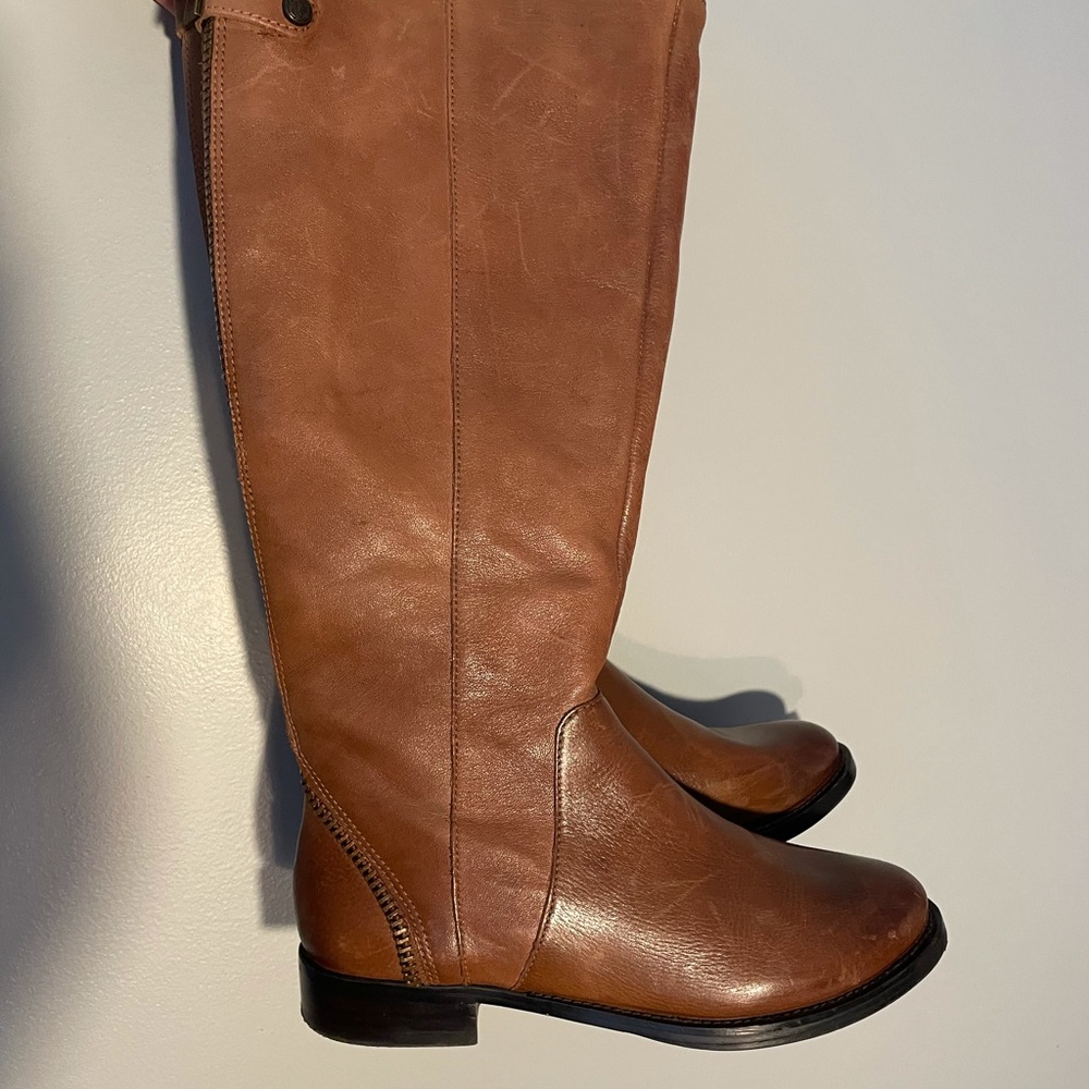 Brown leather boots